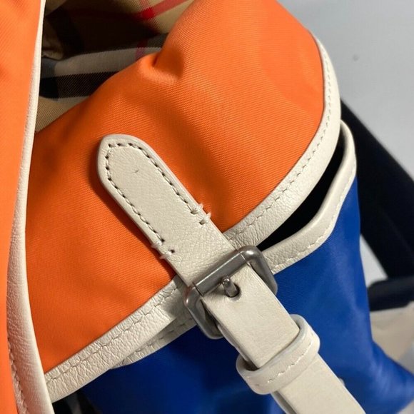 BURBERRY Bag check Backpack Leather/Canvas Beige/Orange x blue main image 11